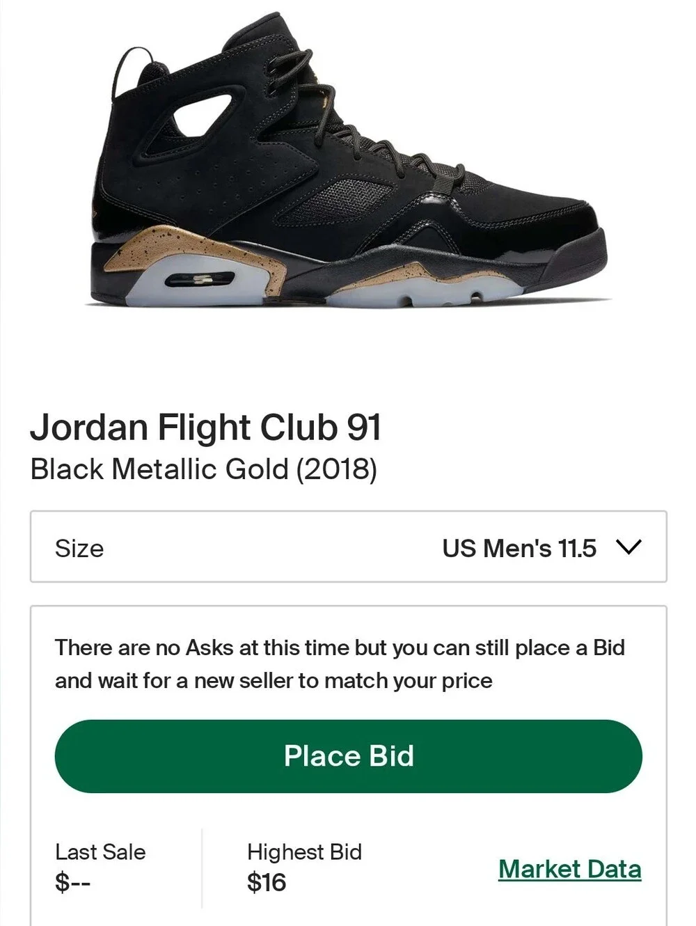 Jordan Flight Club 91 Sneakers Black Metallic Gold